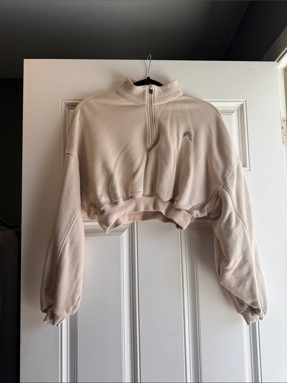 Oner Active Cropped Quarter-Zip Sweatshirt in Beige